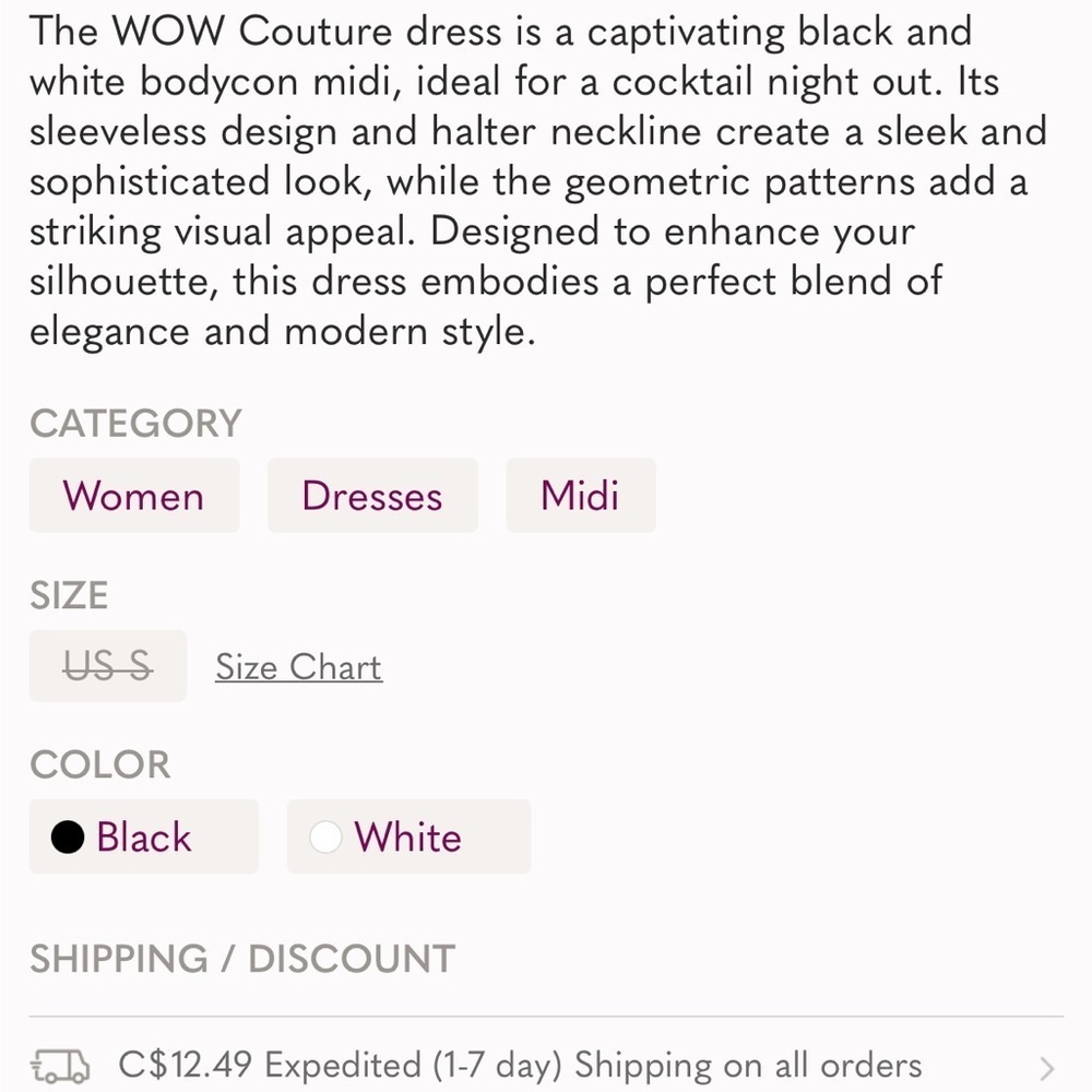 WOW Couture Black and white Patterned Midi Dress small🛍Bundle sale🛍 - Picture 5 of 5